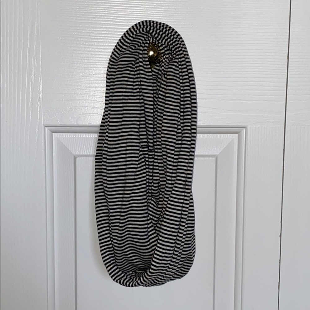 Black and white striped infinity scarf